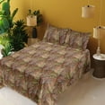 thumbnail image 2 of Ambesonne Autumn Leaves Fitted & Flat Sheet with Sham 3 Pcs Set, Fall Forest Leaf Art, Twin, Pale Ruby Peacock Green, 2 of 5