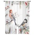 thumbnail image 7 of Sheer Curtains 96 inches Long, Christmas Robins on Pine Tree Winter Berry Light Filtering Sheer Window Curtains Rod Pocket Voile Drapes for Bedroom Living Room, 52"W x 96"L 2 Panels, 7 of 7
