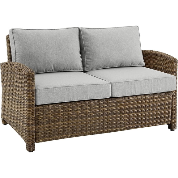 Outdoor Loveseat Weathered Brown Patio Furniture - 55" Wide