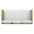 thumbnail image 4 of Daybed 3 Seater, Outdoor Daybed, Patio Daybed with Rattan Arms and Acacia Wood Frame, Slat Paneling and Water-Resistant Cushions, Backyard Lounge Furniture, Light Grey Cushion, 4 of 10
