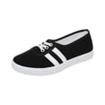 thumbnail image 3 of gzxflxpge Women's Striped Canvas Casual Shoes, Low Top Lace Up Lightweight Walking Sneakers Black 5.5（CN-36）, 3 of 6