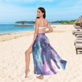thumbnail image 6 of FORMRS Womens Long Sarong Beach Wrap Semi-Sheer Bikini Skirt Bathing Swimsuit Cover Up, Astronaut Pattern, 6 of 7