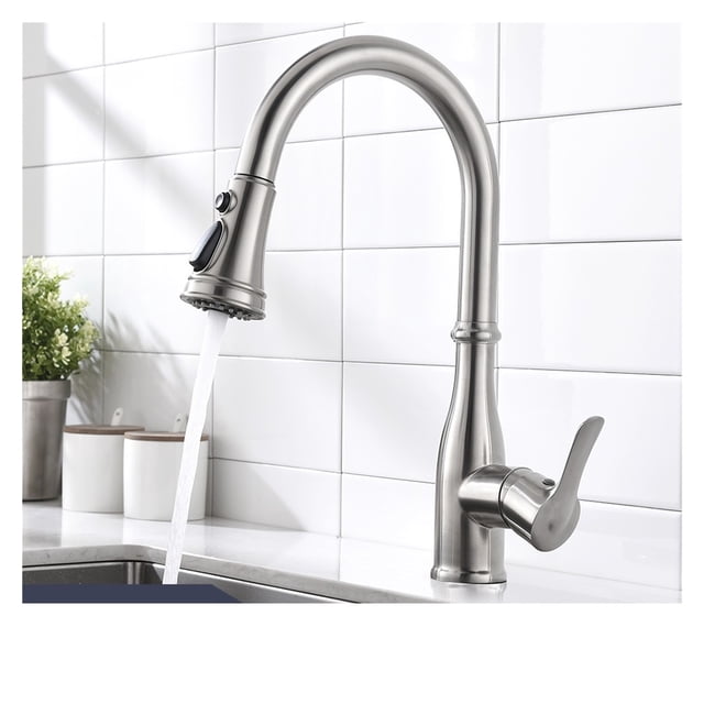 Kitchen Faucets Silver Single Handle Pull Out Kitchen Tap Single Hole Handle Swivel 360 Degree Water Mixer Tap Mixer Tap ,Effortless Installation