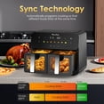 thumbnail image 3 of Plum Chef 11-Quart Dual Basket Air Fryer, 2 Independent Cooking Zones with Smart Finish, 1700W 7-in-1 Combo, Black, 3 of 8