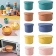 thumbnail image 5 of 1Pc Silicone Lunch Box, Round Small Salad Bowl with Lid, Airtight Food Container for Meal Prep, Leftovers, Soup & Stew Storage, Microwave, Fridge & Dishwasher Safe, BPA-Free(Coffee,3.5x2.9x3"), 5 of 8