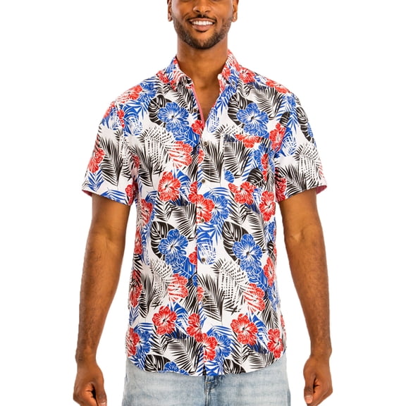 Men Hawaiian Shirt Vacation Short Sleeve Casual Button Down Shirts Summer Beach Shirt