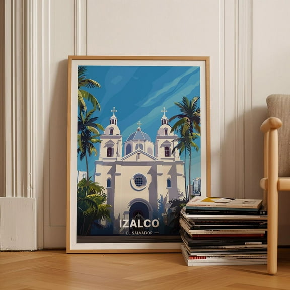 Izalco El Salvador Travel Poster, Wall Art Decor, Vintage Style Adventure Print, Home Office Decoration Wall Art, Modern Wall Decor, 8x12 UNFRAMED