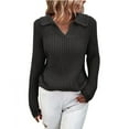 thumbnail image 4 of Womens sweaters v neck lapel collar Stylish Pullover Sweaters soft Autumn winter comfy long sleeve knitted sweaters for ladies, 4 of 6