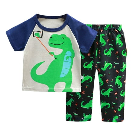 

Baby Boy Pajamas Kid s Summer Homewear Boys Girls Cartoon Printed Short Sleeve T Shirt Long Pants Pajamas Suits Children s Clothing Boys Pajamas Size 6 2-Piece Sleep Set