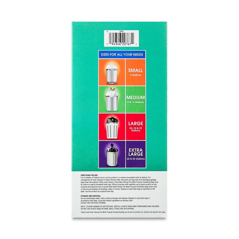 Great Value Strong Flex 33-Gallon Drawstring Trash Bags, 20 Count photo 5