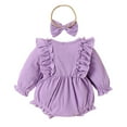 thumbnail image 2 of GYRATEDREAM 0-24M Newborn Baby Girl Romper Ruffle Jumpsuits Long Sleeve Sweater Rompers Infant Girls Clothes Fall Winter Outfit, 2 of 7