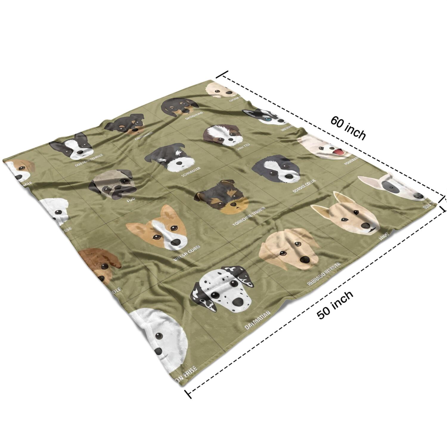 Dog Breeds Blanket,Comfortable Soft Flannel Throw Blanket,All Season,Warm Lightweight Blankets for Sofa Bed Couch Living Room Chair,50"x60"(130x150cm)