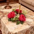 thumbnail image 6 of Red Valentine‘s Day Artificial Rose Flower Candle Holder Wreath - Romantic Tabletop & Window Display Decor for Weddings, Anniversary, Dinner Centerpiece, Reusable Holiday Decoration, 6 of 6