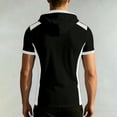 thumbnail image 4 of Qiyinn Men's Short Sleeve Hooded Henley Shirt,Casual Color Block Pullover Hoodie Breathable Summer Tops for Outdoor Beach, 4 of 5