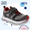thumbnail image 3 of Zapatos TSUKIHOSHI VELOCITY Kids con cierre de correa grafito/rojo 11.5, 3 of 6