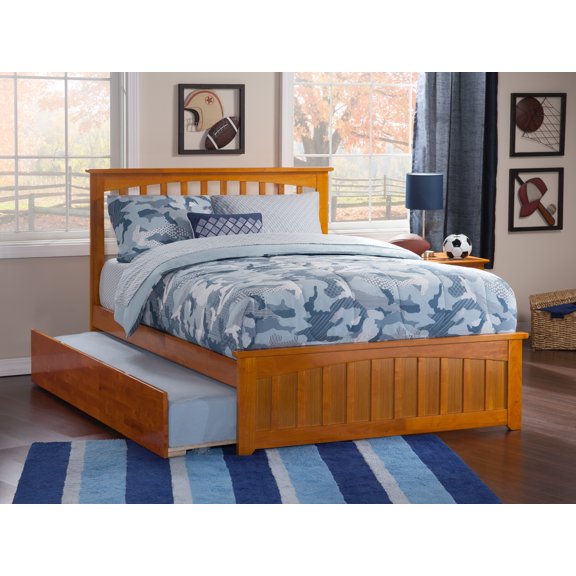 Mission Platform Bed with Matching Foot Board with Twin Size Urban Trundle Bed in, Multiple Colors and Sizes