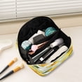 thumbnail image 3 of Iauyy Rhombus Cosmetic Bag with Handle Large Capacity Luxury Twill Travel Makeup Bag ,Yellow and White, 3 of 8