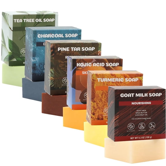 Rinse & Robust Father's Day Bath Bar Soap Gift Sets for Men, Cleansing & Nourishing & Smoothing Body Self Care Soap, 5.3oz | 6 Pack