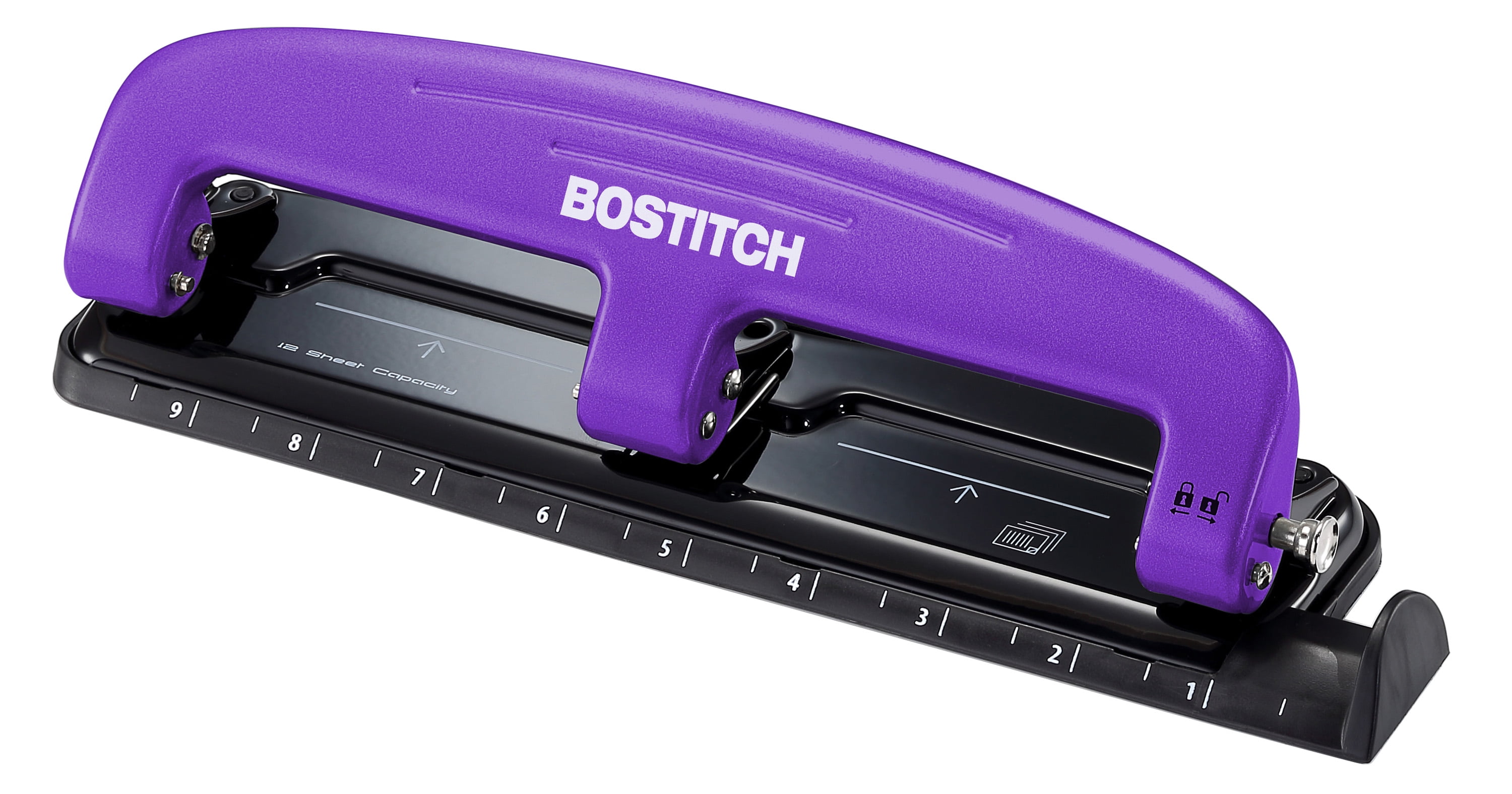 Bostitch EZ Squeeze 3 Hole Punch, 12 Sheet Capacity, Reduced Effort