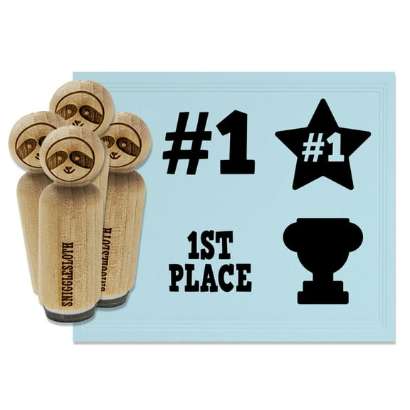 First Place Trophy Award Number One #1 Rubber Stamp Set for Scrapbooking Crafting Stamping - Mini 1/2 Inch