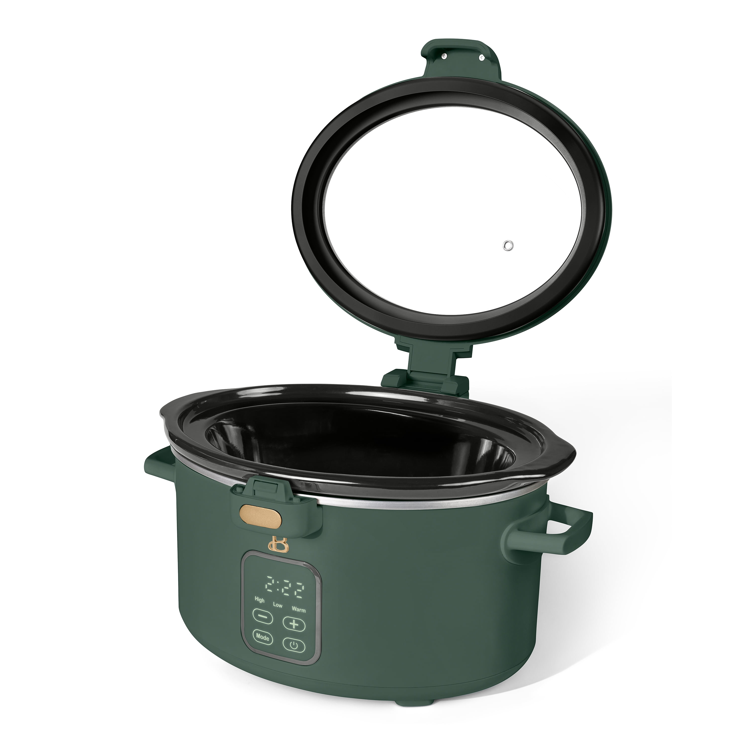 Beautiful 4 Qt Digital Slow Cooker with Hinged Locking Lid, Thyme Green by Drew Barrymore