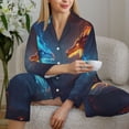 thumbnail image 6 of Uemuo Red And Blue Fire Dragon C Pattern Womens Pajama Sets,PJ Set for Women,Pajamas for Women Logo,Long Sleeve Pajama Set for Women,Soft Long Sleeve Top With Pants-Medium, 6 of 9