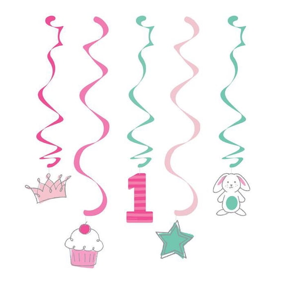 DOODLE 1ST BIRTHDAY DIZZY DANGLERS ASSORTED, 5 CT