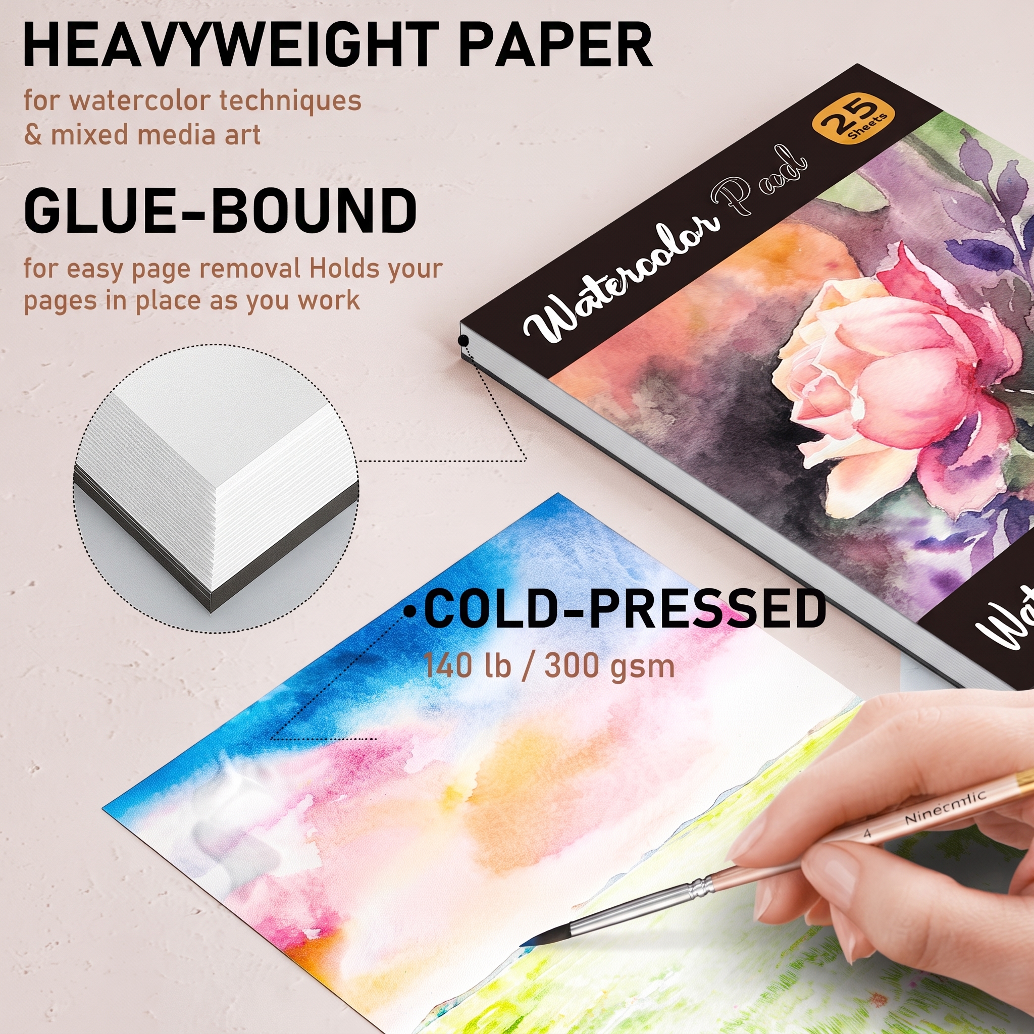 NicPro 100 Colors Watercolor Paint Set with Brushes & Paper photo 2