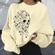 thumbnail image 2 of Halloween Mujer Moda Casual Estampado Cuello Redondo Suelto Manga Larga Tops Cortos Blusa Sin Capucha Sudaderas Pompotops FGAJ19088, 2 of 5