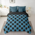 thumbnail image 2 of jejeloiu Vintage Patchwork Checkered 7-Piece Twin Bedding Sets,Abstract Geometric Art Bedding Comforter Set,Black Blue Sheet Sets For Kids,Ultra Soft Home Decor Reversible, 2 of 8