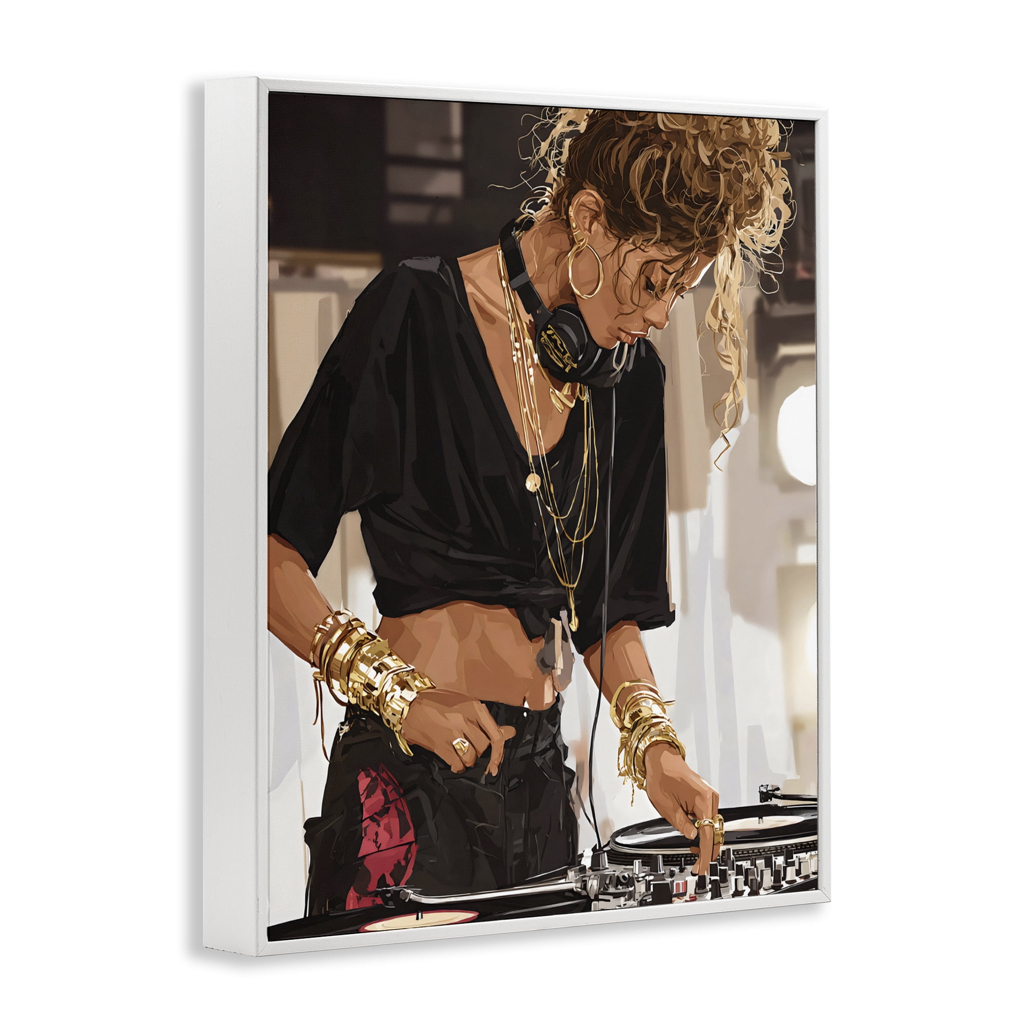Stupell Industries Speaking Through Music DJ White Framed Giclee Art, design by Franklyn Gregory