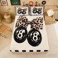 thumbnail image 3 of Erosebridal Checkerboard Leopard Print 8 Ball Bow Print Queen Sheet Sets, Sports Monogram Bed Set for Kids Boys and Girls, 1 Flat Sheet, 1 Fitted Sheet and 2 Pillowcases, 3 of 6