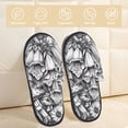 thumbnail image 2 of Fotbe Monochrome Botanical Illustration Pantuflas Peludas para Mujer con Estampado, Zapatillas de Peluche, Zapatos de Invierno para Casa, Uso Interior y Exterior-Medium, 2 of 8