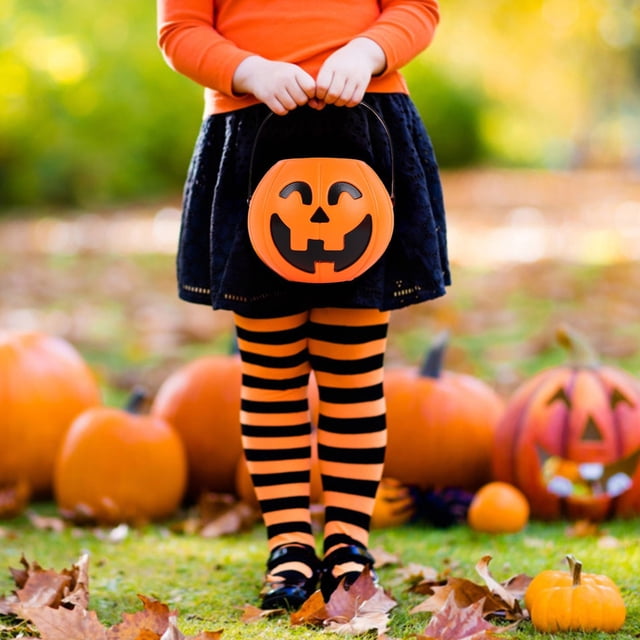 Harpily Halloween Pumpkin Shape Funny and Tricky Children's Portable Candy Bucket 4PC