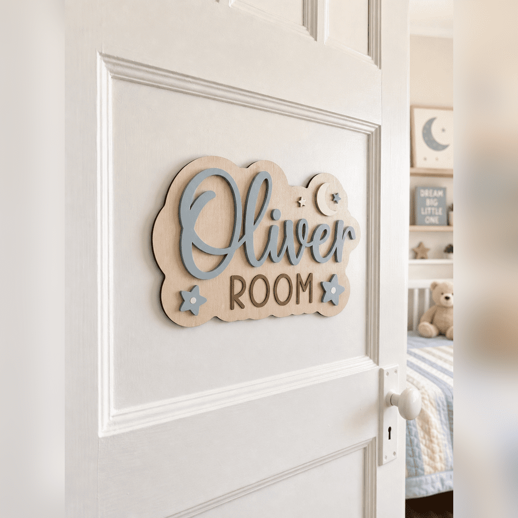 Personalized Name Cloud Wooden Sign Nursery Decor New Parent Gift