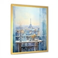 thumbnail image 2 of Designart "Winter Window View of Paris I" Cityscapes Framed Wall Art - Industrial Blue Paris Bedroom Framed Canvas Wall Art, 2 of 6