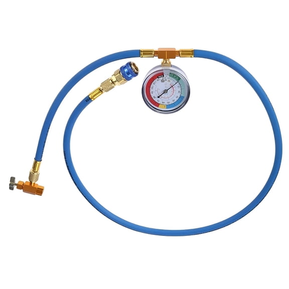 GJX AC Refrigerant Recharge Kit with Gauge 59 Inch Hose R134A R12 R22 Self Sealing Can Tap Copper Rubber Construction