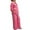 Pink, variant on Women Summer Two Piece Outfits Long Sleeve Top and Wide Leg Pants Wear Matching Beach Jumpsuit Sets