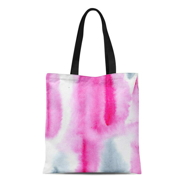 ASHLEIGH Canvas Tote Bag Abstract Hand Made Artistic Watercolor Wash in Pink Reusable Shoulder ...