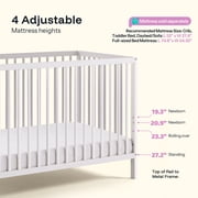 HARPPA White Convertible Baby Crib, GREENGUARD Gold Certified Full Size Crib for Babies and Toddlers, Modern Nursery Bed with Adjustable Heights