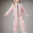 thumbnail image 5 of Xfvqtps One Piece Snowsuits Snowboarding Suit Hooded Multiple Pockets Zipper Waterproof Windproof Outdoor Winter Ski Suits Jumpsuits Pink, 5 of 6
