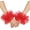 Red, variant on Dalrosia Short Lace Fingerless Gloves White Pearl Tulle Wedding Gloves for Women Hallowmas Party Costume Accessory