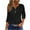 Black, variant on Womens V Neck T Shirts Loose Casual Solid 3/4 Sleeves Soft Pullover Basic Loose Fit Tees Summer Fashion Outfits Clothes 2025 Black S