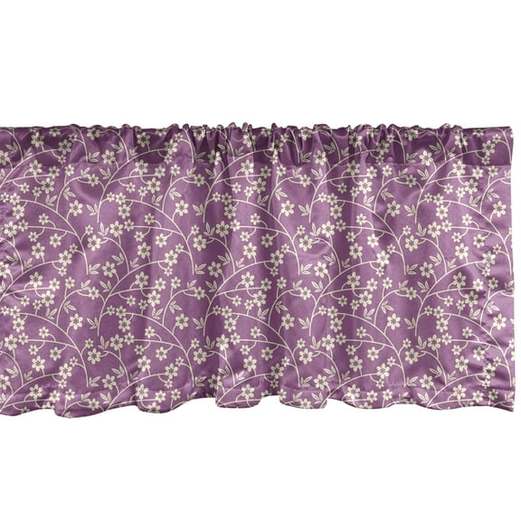 Ambesonne Floral Window Valance, Flowers Branch, 54" X 12", Pale Purple and Cream