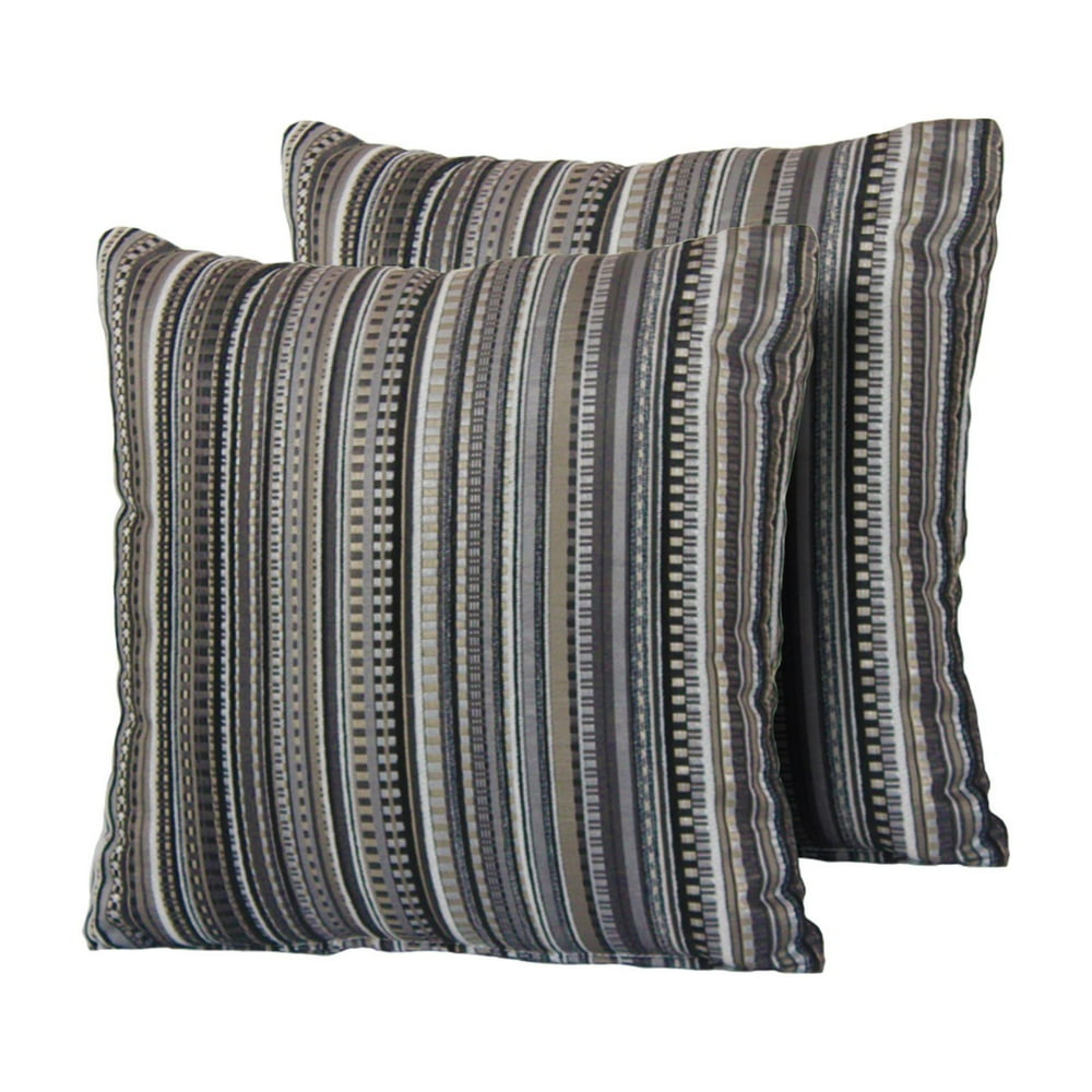 TK Classics Black Stripe 18 x 18 in. Outdoor Throw Pillow Set of 2