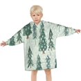 thumbnail image 3 of Light Green Christmas Tree Pattern Blanket Hoodies for Kids 6-13YR Oversize Wearable Blanket Hoodies for Boys Girls Teens, 3 of 7