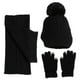 thumbnail image 3 of Gorro de invierno Salvador Bufanda Guantes Gorro calentador de cuello Negro, 3 of 6