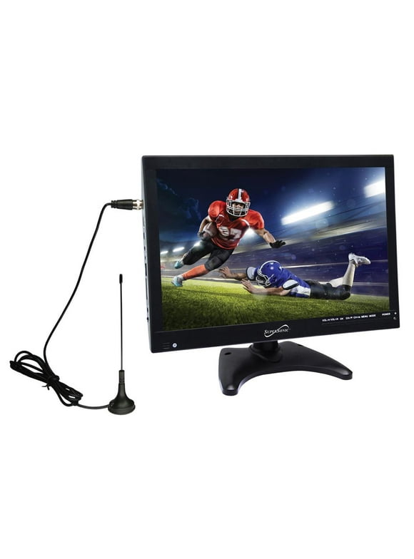 SuperSonic Portable Digital LED TV 14", USB, SD, HDMI Input Built-in Rechargeable Lithium Ion Battery,FM Radio with Stan
