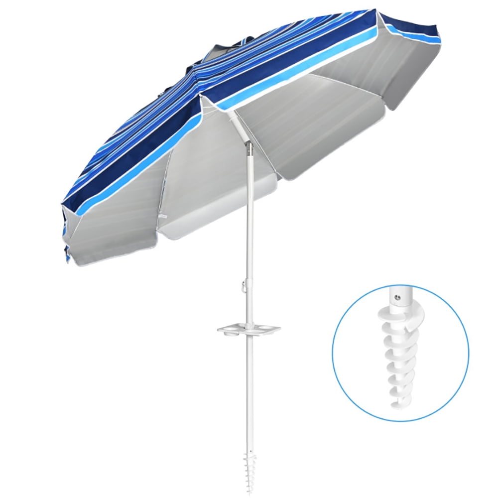 Aimee Lii 7.2 Feet Portable Outdoor Beach Umbrella with Sand Anchor and Tilt Mechanism, Sunbrella Patio Umbrellas, Navy Aimee Lii 7.2 Feet Portable Outdoor Beach Umbrella with Sand Anchor and Tilt Mechanism, Sunbrella Patio Umbrellas, Navy