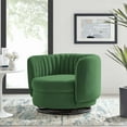 thumbnail image 2 of Armchair Swivel Accent Tufted Chair, Black Green, Velvet, Modern Contemporary, Living Lounge Cafe Room Hotel Lobby Hospitality, 2 of 7